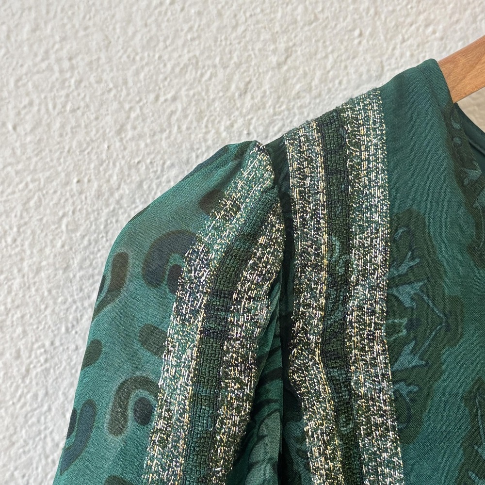 Ciebon Green Spakle Dress Womens‎ S Ruched Fit Flare Midi Cocktail Formal - Picture 5 of 11